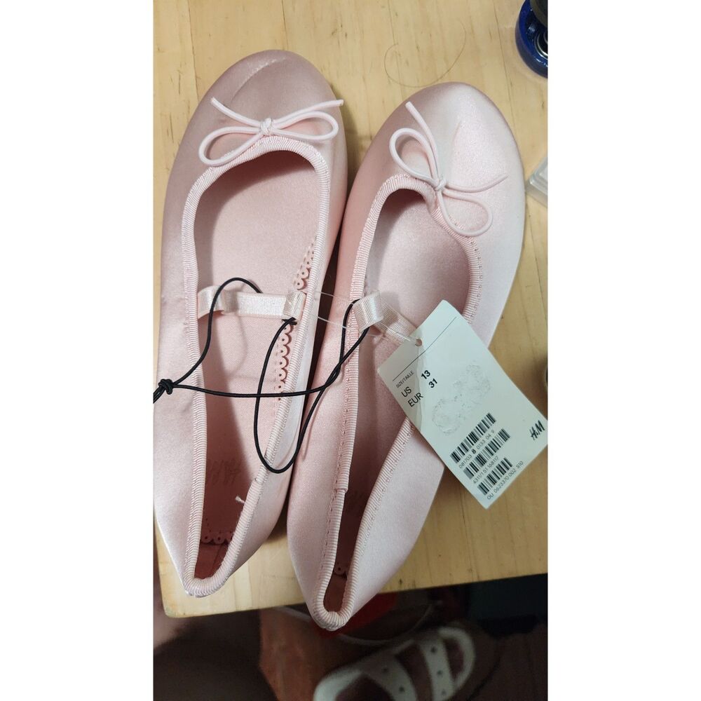 H&M light pink satin ballet flats for kids sz 13